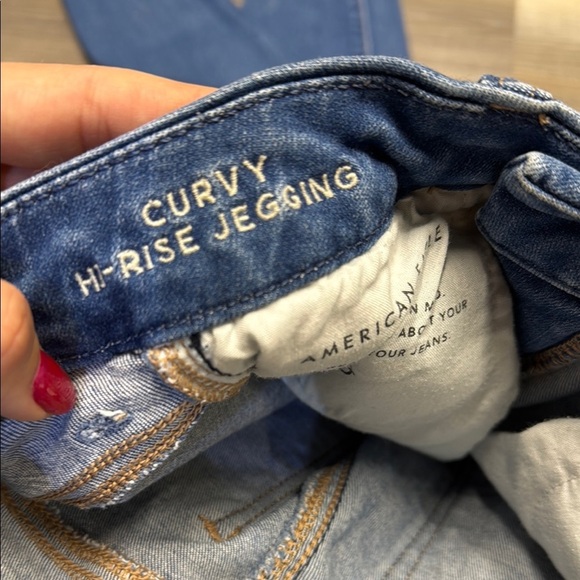 🏁 American Eagle Outfitters Curvy Hi-Rise Jegging - Blue size 0 - Picture 3 of 11
